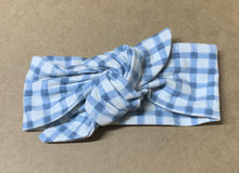 Load image into Gallery viewer, Top Knot Blue Gingham
