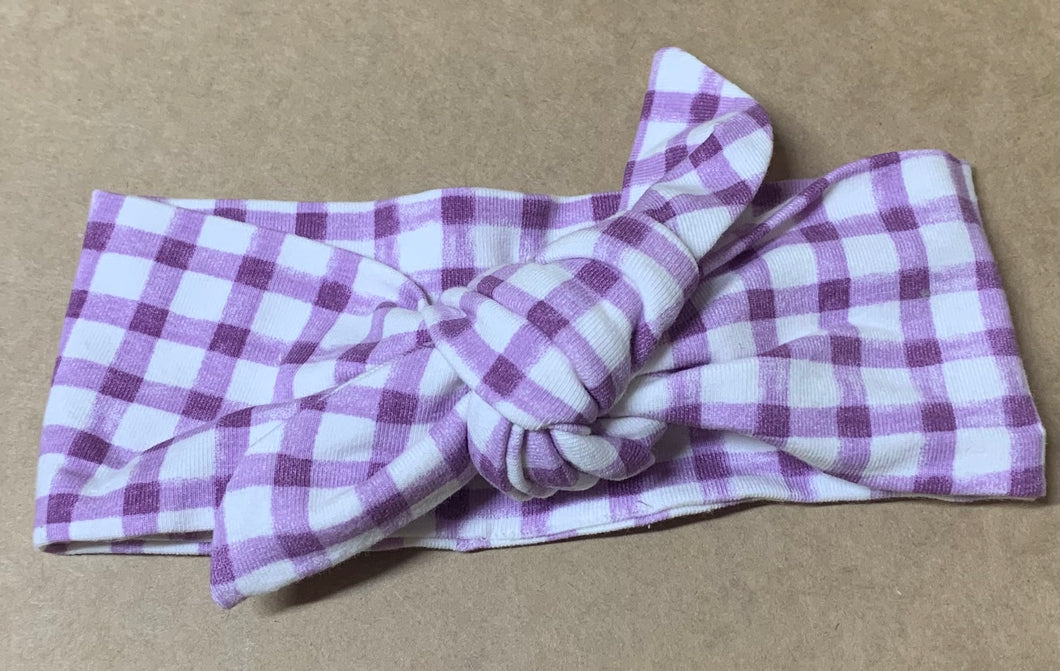 Top Knot Purple Gingham