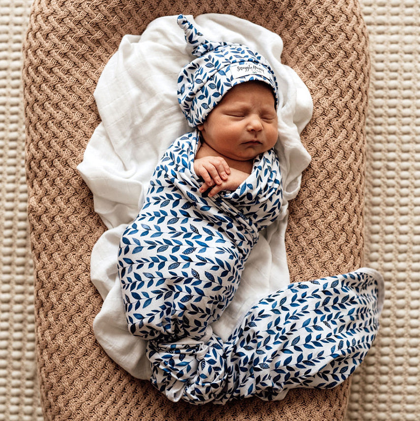 Jersey Swaddle Wrap & Beanie Set Nightshade