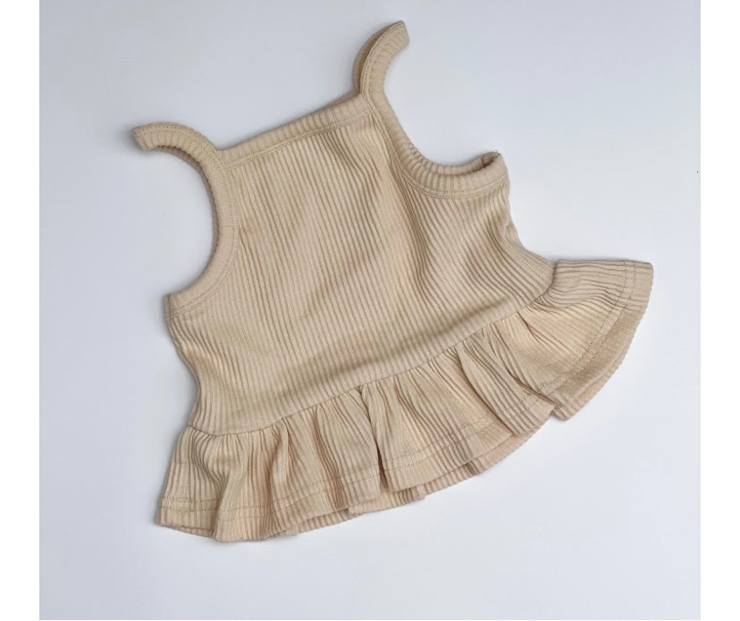 Peplum Singlet- Ecru